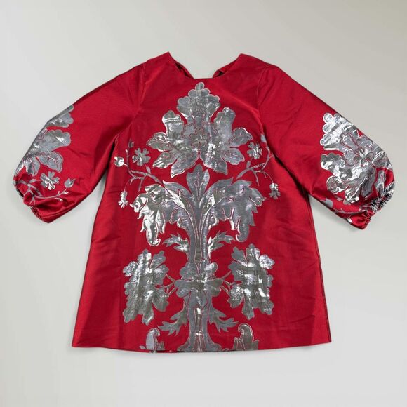 Mestiza Dresses & Skirts - NWT Mestiza Rosanna Mini Dress A-line Red Silver Balloon Sleeves Cocktail Sz XL